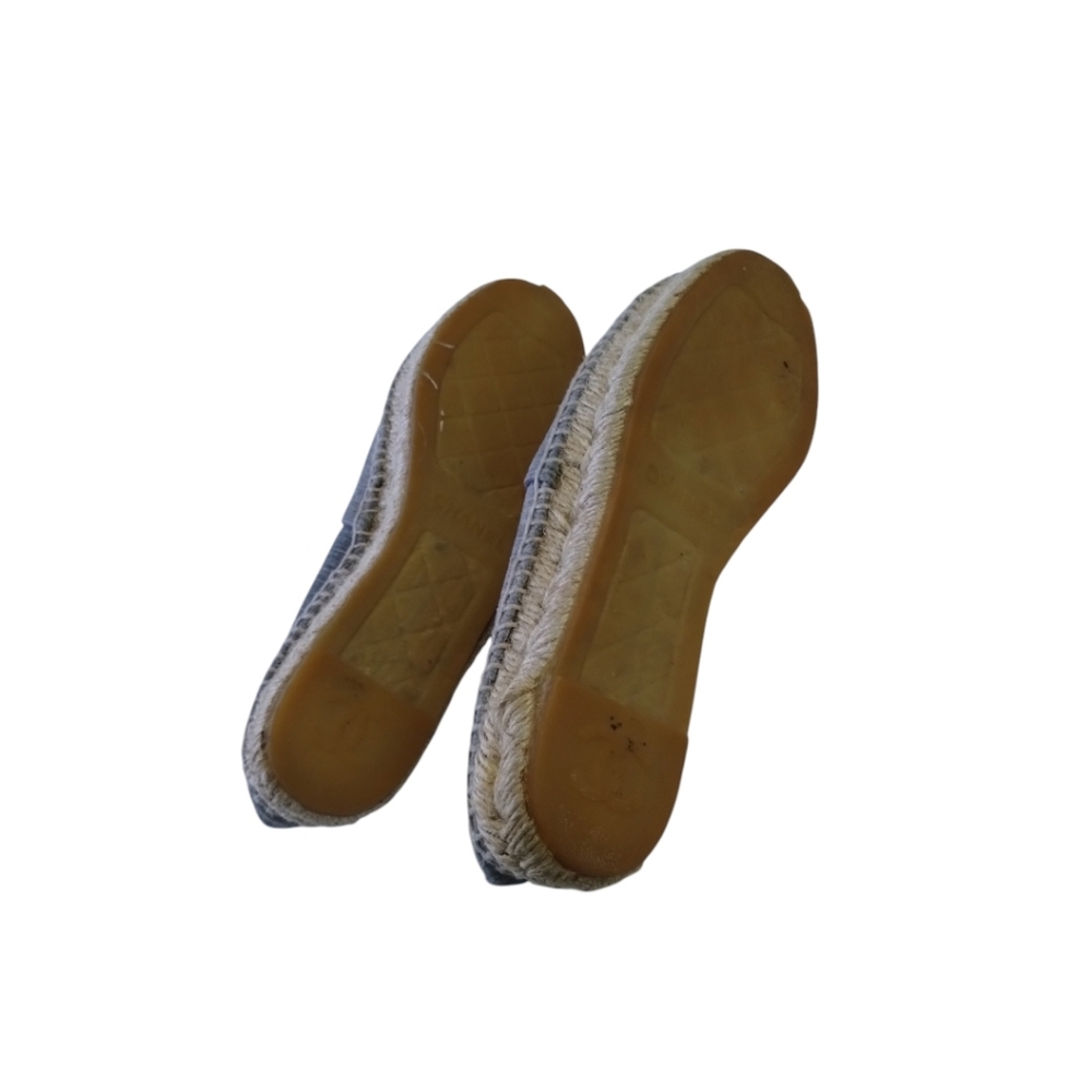 Chanel Grey Suede Espadrille Flats Signature Interlocking CC Logo‎ Women's 7 - Picture 4 of 5